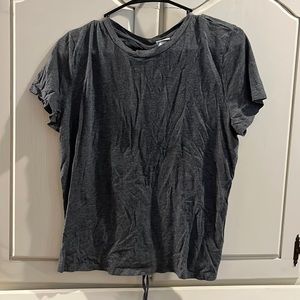 Gray athletic tee w/ gathered back. Size L. Worn once. Listing #3205